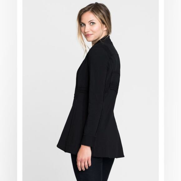 🆕 NWT Nic+Zoe Three Button Seamed Riding Jacket Blazer Petite Black Onyx PP - Picture 3 of 15